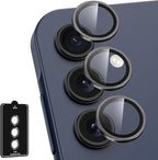 for Samsung Galaxy A35 5G Camera Lens Protector, Individual Metal Ring Tempered Glass Lens Cover, [Strong Adsorption] Scratch Resistant Ultra-Thin HD Clear Lens Cover, 1 Set-Black