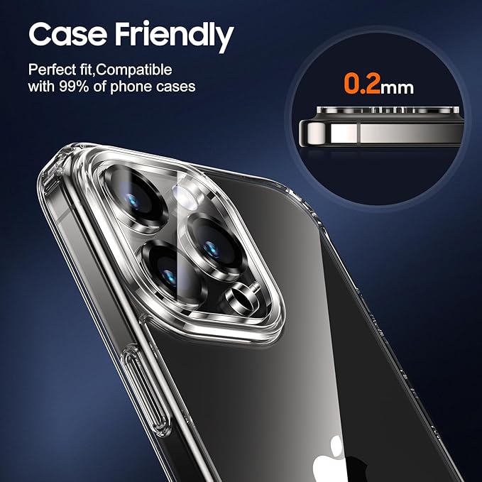 UniqueMe Compatible for 3 Pack iPhone 15 Pro/iPhone 15 Pro Max Camera Lens Protector, [Drop Protection] [Case Friendly] 9H Tempered Glass Camera Cover Screen [2023 New Version] - Grey