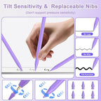 Pencil 2nd Generation for iPad 2018-2024 with Magnetic Wireless Charging Compatible with Apple iPad Pro 13”(M4)/12.9”/11”,iPad Air 6(M2)/5/4/3,iPad mini 7(A17 Pro)/6/5,iPad10/9/8/7/6 Purple