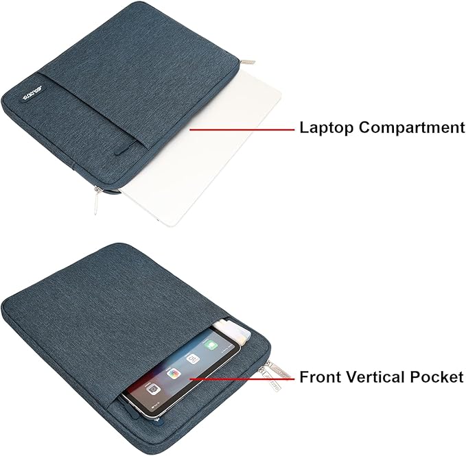 MOSISO Laptop Case 14 inch, 14 inch Laptop Sleeve Compatible with HP Lenovo Dell ASUS Acer, HP Stream, Dell Latitude, Lenovo IdeaPad, Polyester Vertical Computer Sleeve Bag with Pocket, Haze Blue