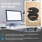 1-3/8" Black Desk Grommet with Bi-Metal Hole Saw, JTemgle Plastic Cable Hole Cover Computer Table Cord Wire Organizer Caps, Desktop Cord Management for Home Office TV Stands Tabletops, 7 Pieces