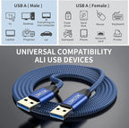 USB to USB Cable 15FT,Durable Braidedfor USB 3.0 Male to Male Type A to Type A Cable Data Transfer Compatible with Hard Drive, Laptop, DVD Player, TV, USB 3.0 Hub, Monitor, Camera, Set Up Box and More