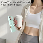 Magnetic Phone Ring Grip Holder, Silicone Finger Loop Grip, Compatible with MasSafe, Back of Phone for iPhone Pro Max/Plus/16/15/15/14/13/12 Series, Mint Green