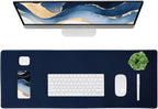ALOANES Waterproof Mouse Pad with Durable Stitched Edge, XXXL gaming Keyboard Pad, Non-Slip Rubber Base Mouse Mat, Extended Desk pad for Gamer, Office & Home, Dark Blue Mousepad 35.4''x 15.7''x 0.12''