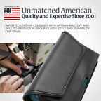 Turtleback Belt Clip for iPhone 16 Pro, 16e, 15 pro 14 Pro 13 Pro -Small- Fits w/Slim MagSafe Style Cases - Premium Black Leather, Horizontal Belt Holder, Magnetic Closure HD Rotating Belt Clip