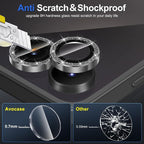 for Samsung Galaxy Z Flip 7 Camera Lens Protector, Individual Metal Ring Tempered Glass Lens Cover, [Strong Adsorption] Scratch Resistant Ultra-Thin HD Clear Lens Cover, 1 Set-Black Sparkly