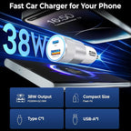 3-Pack Car Charger, Ancekoy 38W Dual Port Fast Charge PD & QC 3.0 Car Adapter Cigarette Lighter USB Plug for iPhone 16/15/14/13 Pro Max, iPad, Galaxy S25/S24/S23 and More (White)