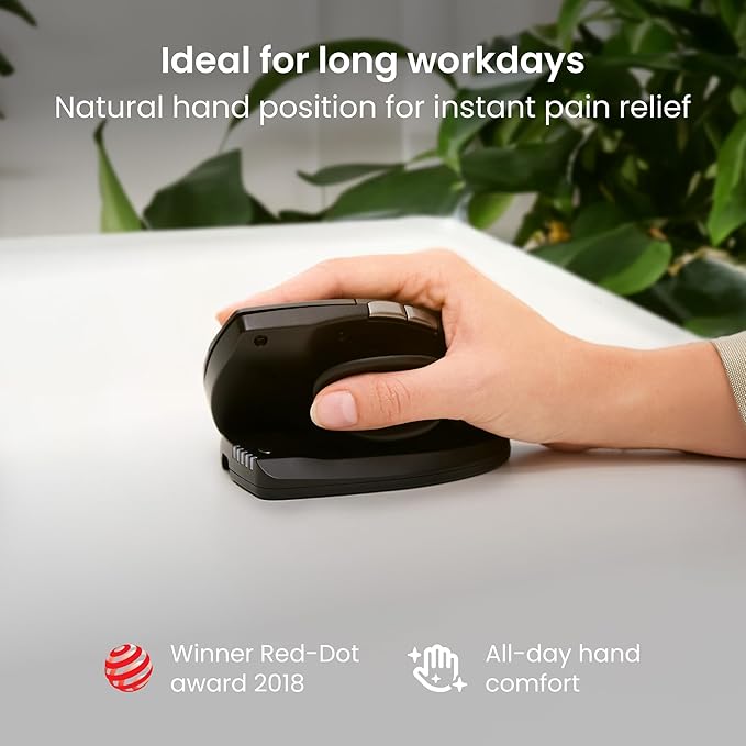 Contour Unimouse Ergonomic Vertical Mouse – Adjustable 35°-70° Angle, Customizable Thumb Rest, Rechargeable Battery with Long Life, 6 Programmable Buttons, Ideal for All Day Comfort and Pain Relief 