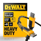 DEWALT Heavy Duty USB C Cable, Jobsite 60 Watt USB C Cable, High Speed Type-C to Type-C, Fast Charge PD USBC Fast Charging Cord for iPhone 16/15 Plus Pro Max, MacBook, iPad, Samsung Galaxy, 4 ft