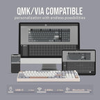 EPOMAKER Galaxy100 QMK/VIA Wireless Gaming Keyboard, Aluminum Shell, Bluetooth/2.4Ghz/USB-C, Pre-Lubed Hot-Swappable Linear Switches, NKRO, RGB Backlit (Creamy White, Wisteria Linear Switch)