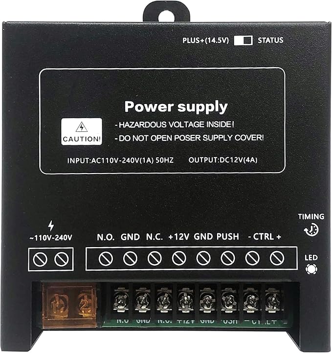 Waterproof Electric Magnetic Fingerprint Door Access Control Kit - 600 lb Holding Force, RFID Keypad/Reader, 5 ID Cards, 110V Power Supply & Metal Exit Button - Secure Lock System (K5EM-600LB KIt)