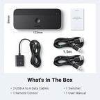 UGREEN USB 3.0 Switch 2 Computers Sharing USB C & A Devices, 4 Port USB Switcher Sharing Keyboard and Mouse, Printer/Scanner USB Switch Hub for Two Computers with 2 USB3.0 Cables and Remote