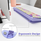 Wireless Typewriter Keyboard and Mouse - Wireless Keyboard with Silent Wireless Mouse, Cute Retro Keyboard Mouse Combo, 2.4G USB Computer Keyboard and Mouse for Windows Laptop/Desktop/PC(Purple)