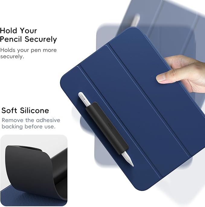 ELETIUO 3 Pack Silicone Pencil Holder Sleeve,Compatible with Apple Pencil (USB-C),Apple Pencil 1st/ 2nd Generation,Strong Adhesive Sticky Attached to iPad Case for Stylus Pens,White,Black,Green
