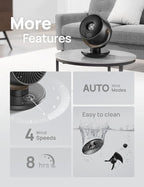 Dreo Fan for Bedroom, Desk Air Circulator Fan with Remote, 11 Inch Table Fans for Whole Room, 60ft Powerful Airflow, 120° Vertical Manual +90° Oscillating, 4 Speeds, 8H Timer, Quiet Fan, Home