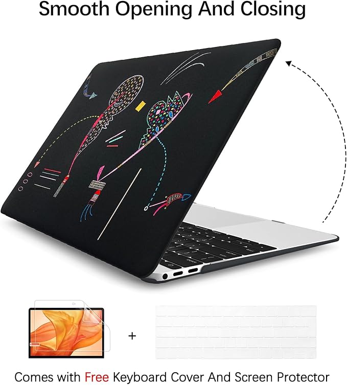 Berkin Arts Compatible with MacBook Air 13 inch Cover, 2022-2018 Release A2179/A2337 M1 with Touch ID with Keyboard Cover & Screen Protector Naive Art Illustrated (Two Sides by Kandinsky)