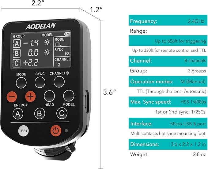 AODELAN TTL HSS 1/8000s Wireless Flash Remote Trigger Compatible for Sony Camera; Replace P-rofoto Air Remote TTL-S