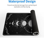 Sun Moon Gaming Mouse Pad Black Large Mouse Pad for Keyboard and Mousepad Desk Mat with 3mm Non-Slip Base and Stitched Edge for Gaming and Office Computer Mat Protector Mat 31.5x11.8 Inch