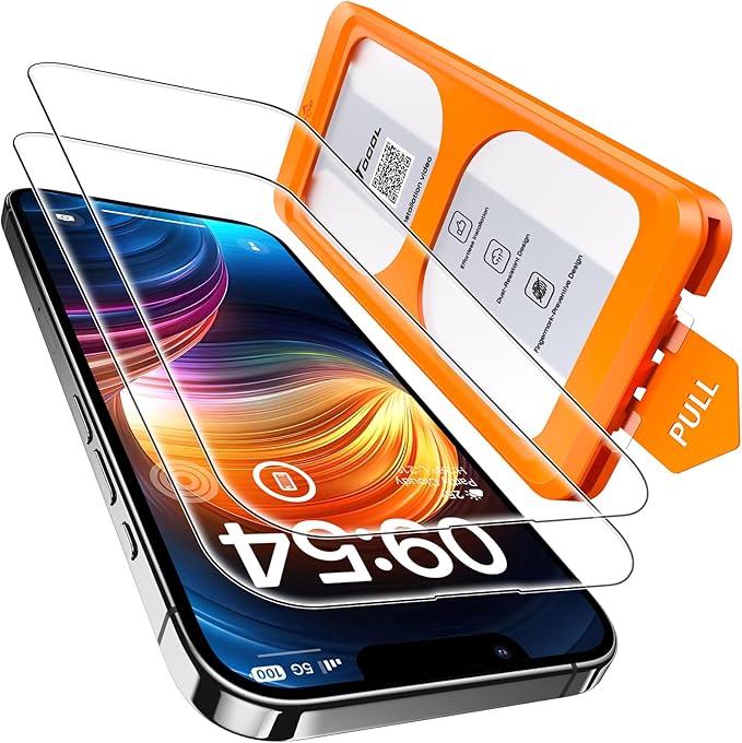 TOCOL for iPhone 14 Screen Protector 9H Hardness Military Grade Shatterproof HD Tempered Glass Full Coverage Easy Installation Case Friendly 2 Pack