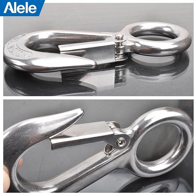 Alele 2Pack 0.5T Crane Scale Grab Hooks,Slip Hooks,Stainless Steel Lifting Hook Rigging Accessory