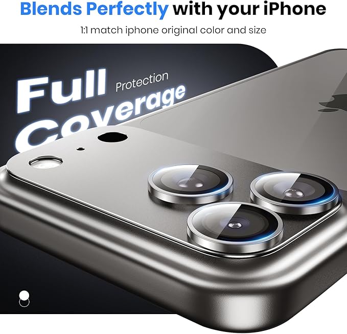 Hoerrye for iPhone 17 Pro Max Camera Lens Protector - [12FT Shatterproof Military Grade] [Strong Adsorption] Metal 9H+ Tempered Glass Camera Screen Full Protective Cover Case Friendly,Gray