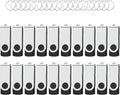 Flash Drives 128MB 20 Pack with Keychains, Swivel USB 2.0 Thumb Drives Bulk USB Drive Memory Stick USB Stick Pack (Black)