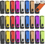 EASTBULL Flash Drive Bulk 1GB USB 100 Pack with Lanyards USB 2.0 Thumb Drive Bulk Memory Stick Swivel Pen Drive for Storage and Backup(1GB 100Pack, Mixed Color)