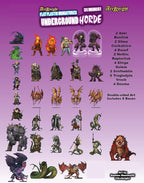 Arcknight Flat Plastic Miniatures: Underground Horde; 31 Unique Subterranean-Themed Minis for DND 5e and Pathfinder; Affordable, Skinny Figurines for Dungeons and Dragons and Other Tabletop RPG Games