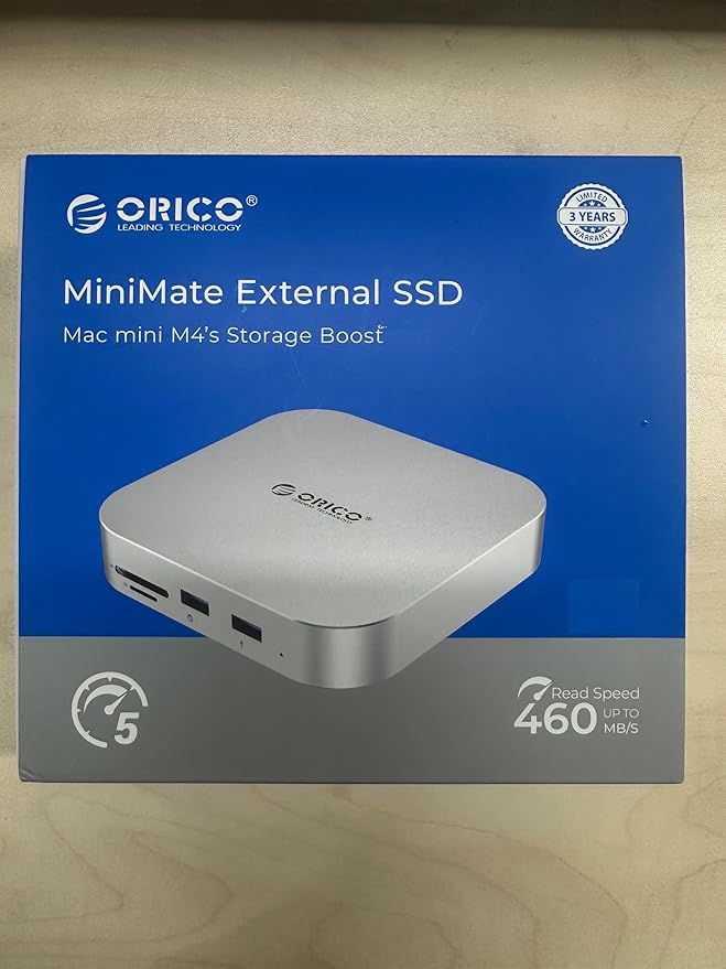 ORICO MiniMate SE Mac mini M4 2TB Storage & Docking Station, External SATA SSD (Non-Removable) 5Gbps(480MB/s), USB A*4, USB-C, SD/TF 3.0, 3.5mm Audio, Includes 2 Cables – M4SE