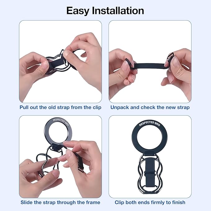 RESPECTED-BRO-3-PCS-Elastic-Strap for Magnetic Phone Grip Stand with Finger Strap, 4-in-1 Magnetic Ring Holder, Kickstand and Elastic Strap for Smartphones (Rose Gold)