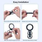 RESPECTED-BRO-3-PCS-Elastic-Strap for Magnetic Phone Grip Stand with Finger Strap, 4-in-1 Magnetic Ring Holder, Kickstand and Elastic Strap for Smartphones (Rose Gold)
