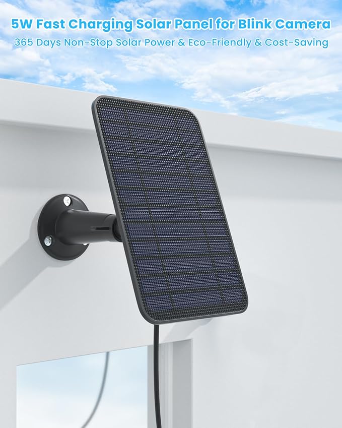 5W Solar Panel for Blink Camera Outdoor, Solar Panel Charger Compatible with Blink Outdoor 4 (4th Gen) Camera, Solar Panel w/Battery for Blink Camera, 9.8ft Cable Rubber Plug IP65 Waterproof, 4 Pack