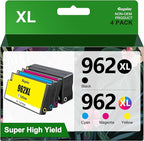 962XL 962 Ink Replacment for HP 962XL Ink Cartridges Combo Pack for HP Ink 962XL Black and 962 Color Combo Pack High Yield Work with Officejet Pro 9010 9020 9015 Series Printers, 4 Pack