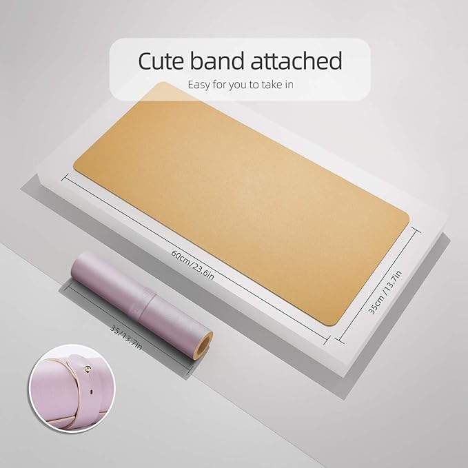YSAGi Office Desk Pad, Desk Mat, 23.6" x 13.7" Waterproof PU Leather Desk Blotter, Dual-Sided Desk Writing Pad for Office and Home (23.6" x 13.7", Grayish Lavendar+Cinnamon Buff)