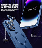 Magnetic for iPhone 14 Pro Max Case [Compatible with MagSafe][Built-in Camera Lens Protector] Slim Soft TPU Bumper Shockproof Metallic Luster Phone Case (Blue)