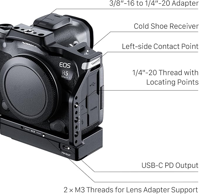 Tilta Full Camera Cage with Cooling System Compatible with Canon R5 Mark II - Black