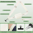 Clip and Go Strap for Phone with Wallet Crossbody, Adjustable Phone Lanyard with Detachable RFID Wristlet Wallet, Pattern Strap, Cream (M)