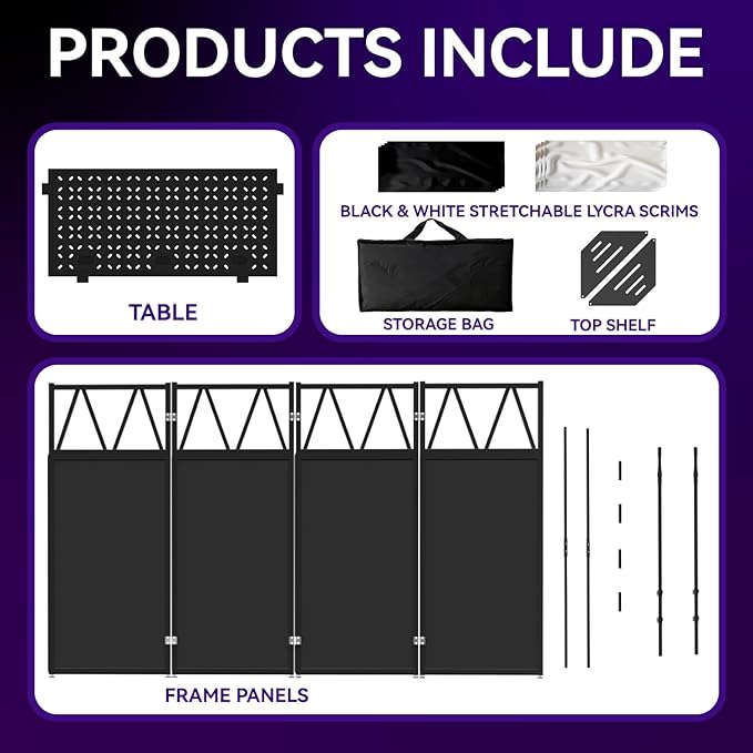 DJ Table Stand Portable booth, Foldable DJ Stand Booth, Adjustable DJ Facade Booth, Easy to Assemble, Stylish, Convenient to Store and Transpor (Truss 40x25x45)