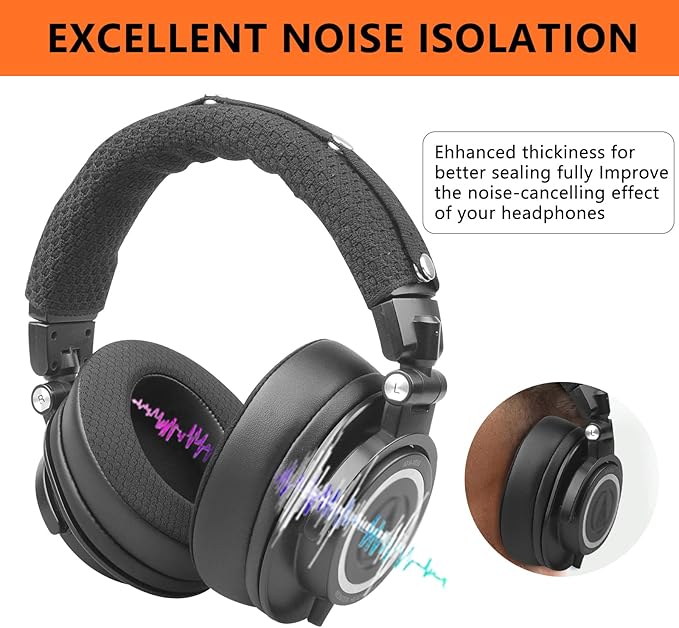 GVOEARS Replacement Earpads for Audio Technica ATH M50X/M40X/M30, HyperX Cloud/Alpha, Sony MDR-7506 Series, Steelseries Arctis earpads Replacement, Ear Cushions Also fit Turtle Beach Stealth & More