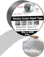 wohohoho Window Screen Repair Tape, 2 in X 40 FT (480IN) Gray Screen Patch Repair Kit, 3-Layer Strong Adhesive Invisible Screen Tape Mesh Repair for Windows, Doors Garage Mosquito Net Magnetic Screen