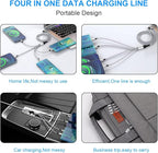 iPhone Charging Cable 1.8M/6Ft Multi 4 in 1 USB Universal Fast Charging Cord Multi Charging Cable Lightningx2+Type C+Micro USB Port Connectors Adapter for Android/Apple/iOS/Samsung/LG/Huawei/XiaoMi
