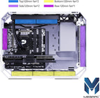 MegaPC X-Era Open-Frame Mid-Tower Micro-ATX/Mini-ITX Gaming Case – Tempered Glass Panels, High Airflow, ARGB Lighting, USB-C Port (Black/White/Print Stream, with Fans Only)