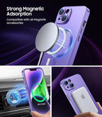Magnetic for iPhone 15 Case [Compatible with MagSafe][Built-in Camera Lens Protector] Slim Soft Silicone Bumper Shockproof Metallic Shine Phone Case (Purple)