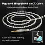 BASN MMCX in Ear Monitor Headphones,Triple Driver IEM in-Ear Earphone for Musician Drummer, Noise-Isolation HiFi Stereo Earbuds with Two Detachable Cables(Bluish White)