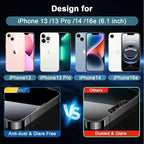 Blue Light Screen Protector for iPhone 16e iPhone 13 iPhone 13 Pro & iPhone 14 (6.1inch), Eye Protection Tempered Glass Film, Scratch-Resistant, No Bubble with Easy Installation Kit, 2 Pack