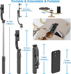 SelfieShow Selfie Stick, Extendable Selfie Stick Tripod with Wireless Remote and Tripod Stand, Portable, Lightweight, Compatible with iPhone 15 14 13 12 Pro Xs Max X 8Plus, Samsung Smartphone and More