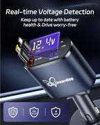 DreamBee Retractable Car Charger,66W 4 in 1 Super Fast Charge Car Phone Charger,Gifts for Men Women Car Truck Accessories for iPhone 15/14/13/12 Pro Max XR,iPad,Samsung,Pixel-Blue