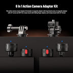 NEEWER GP-24 Action Camera Mount Accessories Kit for POV Shots, 4 in 1 ABS Magnetic Quick Release Mount with 1/4" Thread & Cleaning Cloth Compatible with GoPro DJI Osmo Action Insta360