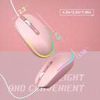 seenda Wired Mouse - USB Computer Mice Wired with RGB Backlit Optical LED Mouse with Attached USB Cord for Laptops Notebooks Chromebook - Pink