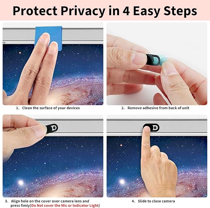 Webcam Cover (3 Pack), 0.03 inch Ultra Thin Laptop Camera Cover Slide for iPhone iPad MacBook Pro Computer iMac Cell Phone PC Accessories Camera Blocker Slider, Great for Privacy - Black